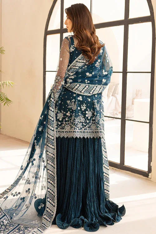 Farasha | Lu Zella Premium Formals 25 | Teal Drizzle - Aqsa Fabrics