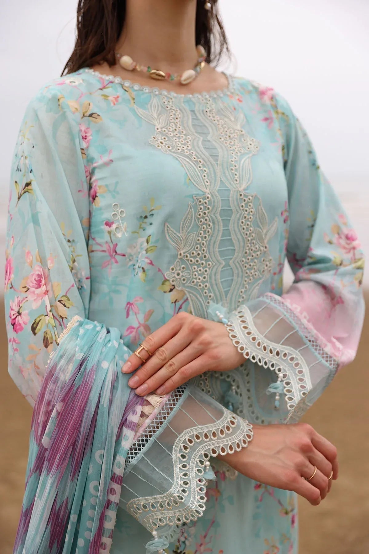 Nureh | Gardenia Embroidered Lawn 25 | NSG-173 - Aqsa Fabrics