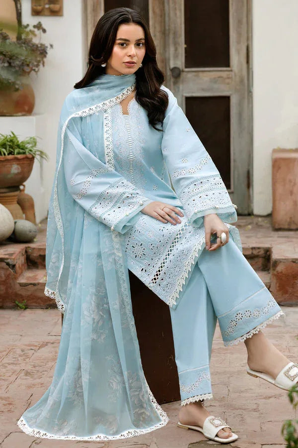 Farasha | Summer Weaves Embroidered Lawn | Sky Haze - Aqsa Fabrics