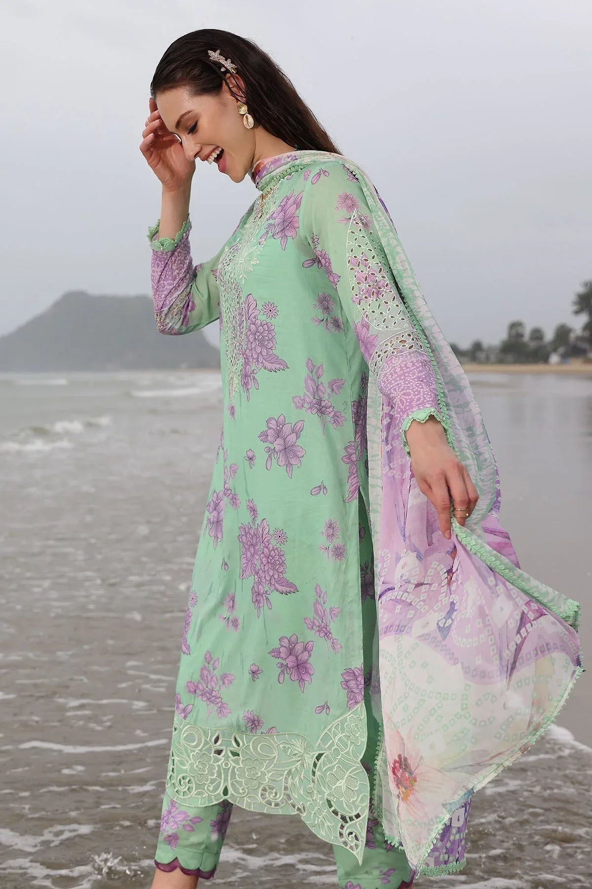 Nureh | Gardenia Embroidered Lawn 25 | NSG-174 - Aqsa Fabrics