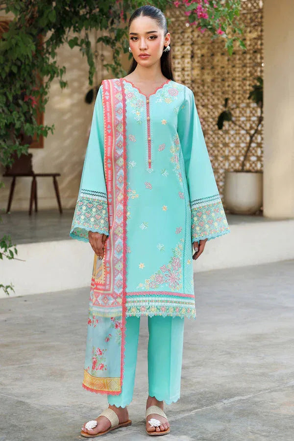 Farasha | Summer Weaves Embroidered Lawn | Ocean Veil - Aqsa Fabrics