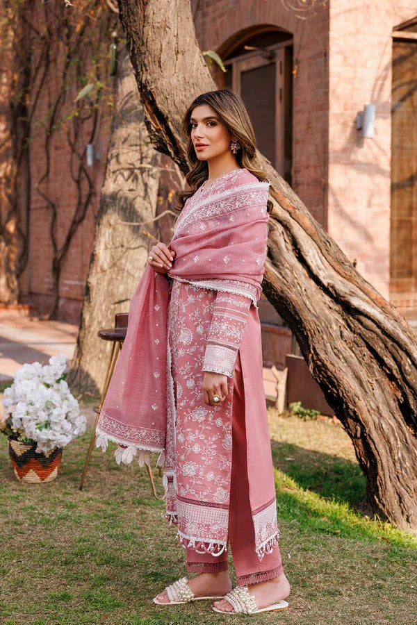 Farasha | Dastoor Embroidered Lawn SS24 | PEARL MIST - Aqsa Fabrics