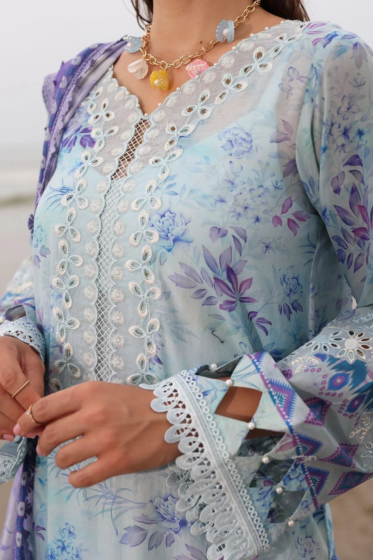Nureh | Gardenia Embroidered Lawn 25 | NSG-176 - Aqsa Fabrics