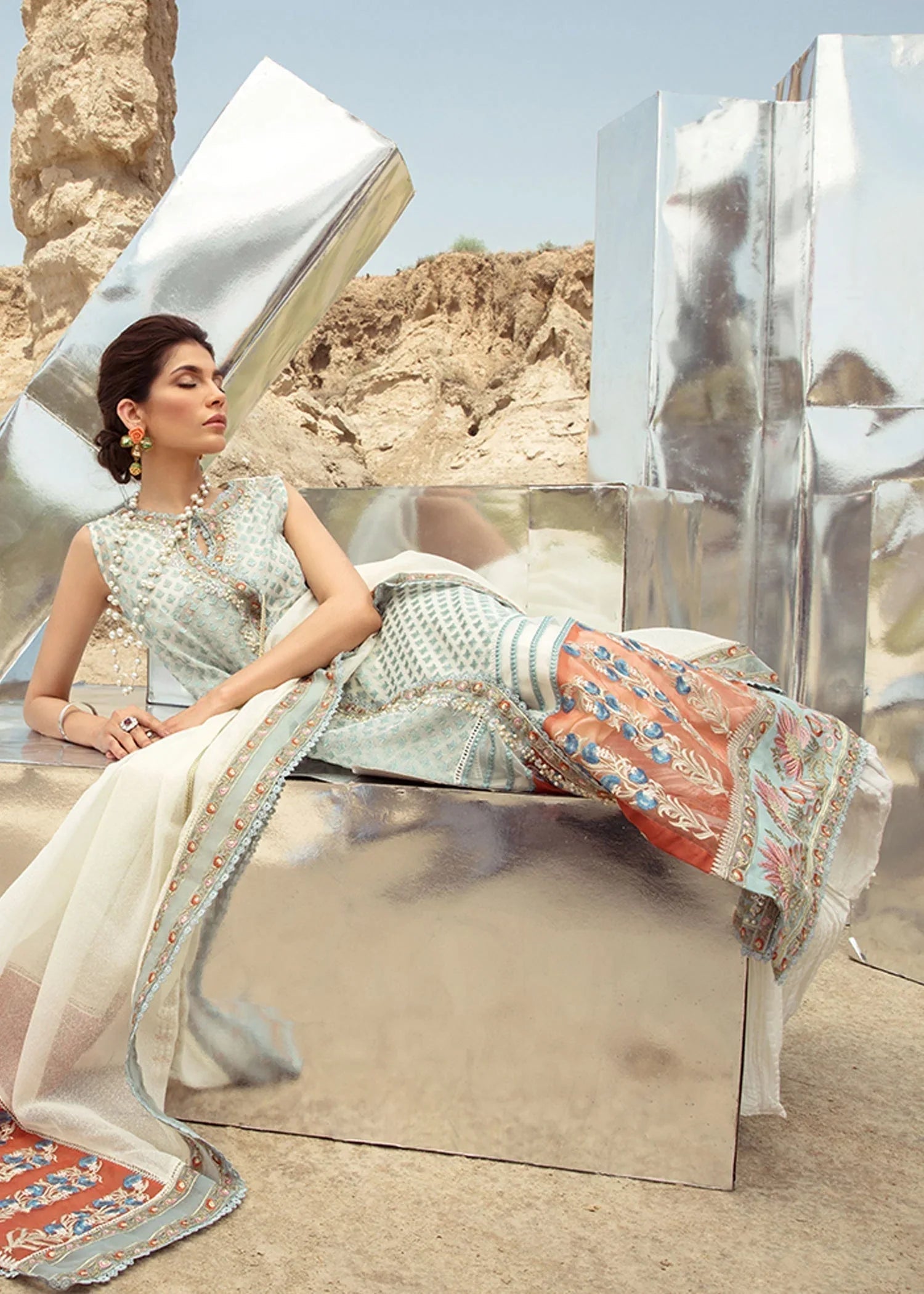 Saira Shakira | Luxury Pret | Rust Angrakha - Aqsa Fabrics