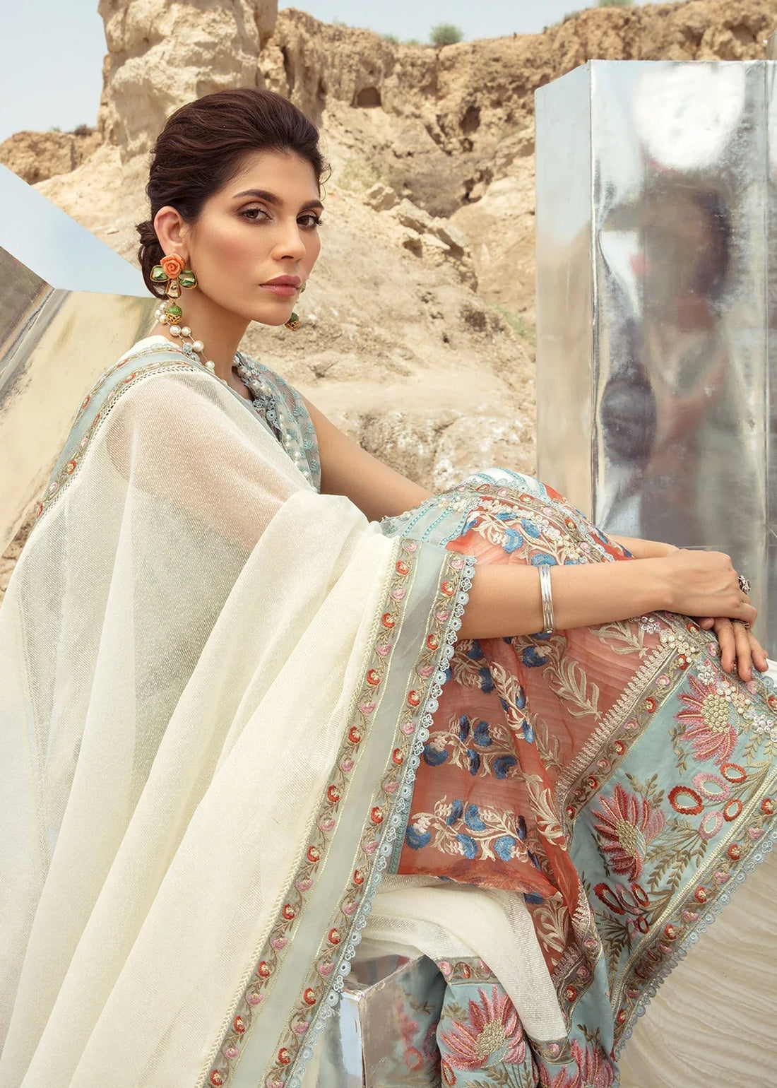 Saira Shakira | Luxury Pret | Rust Angrakha - Aqsa Fabrics