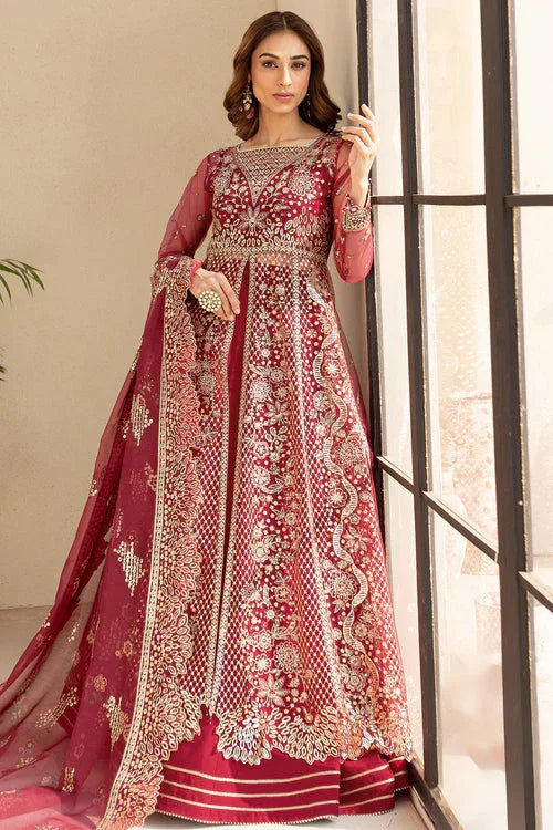 Farasha | Lu Zella Premium Formals 25 | Carmine Allure - Aqsa Fabrics