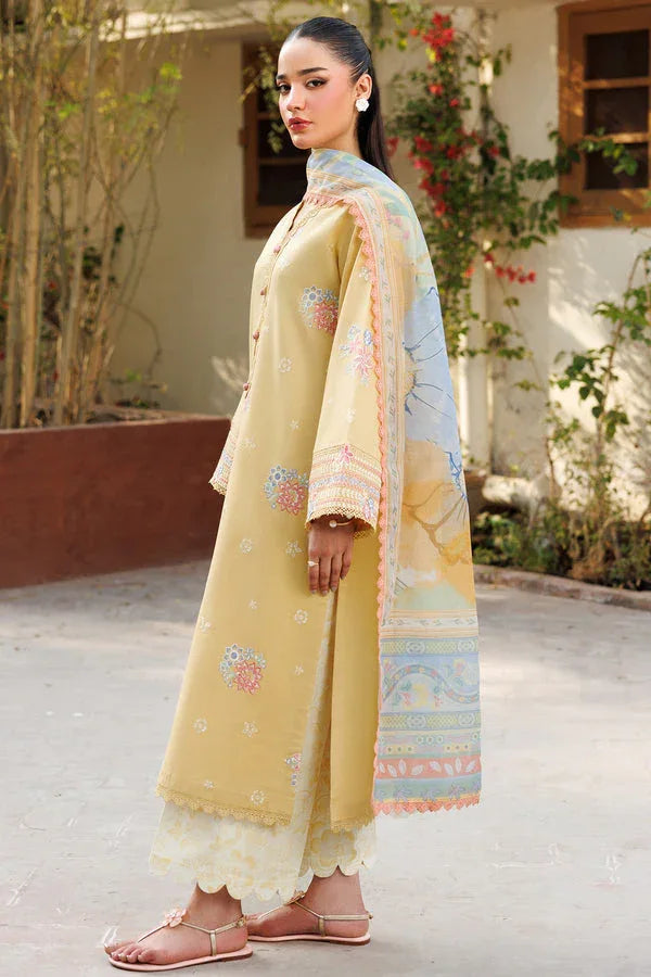 Farasha | Summer Weaves Embroidered Lawn | Sunlit Mellow - Aqsa Fabrics
