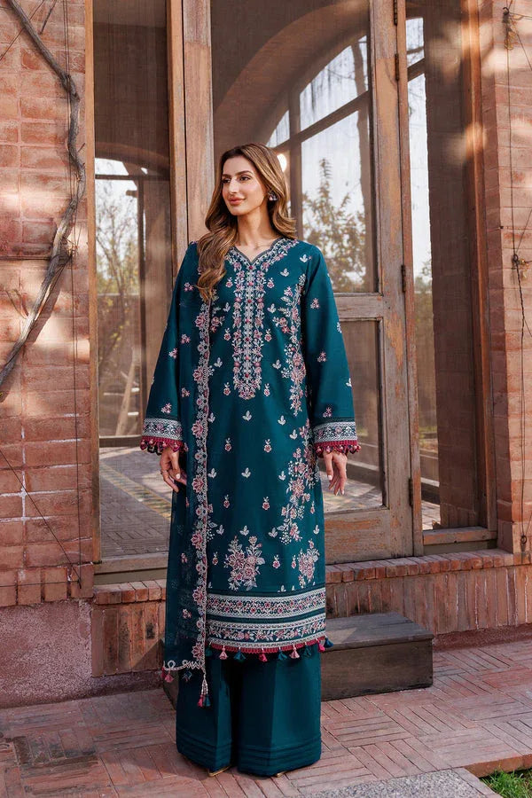 Farasha | Dastoor Embroidered Lawn SS24 | EMERALD CHARM - Aqsa Fabrics