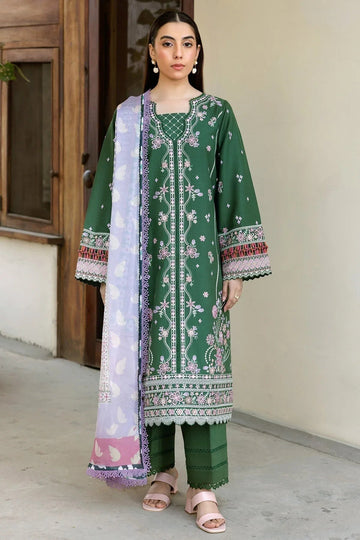 Farasha | Summer Weaves Embroidered Lawn | Emerald Eclips - Aqsa Fabrics