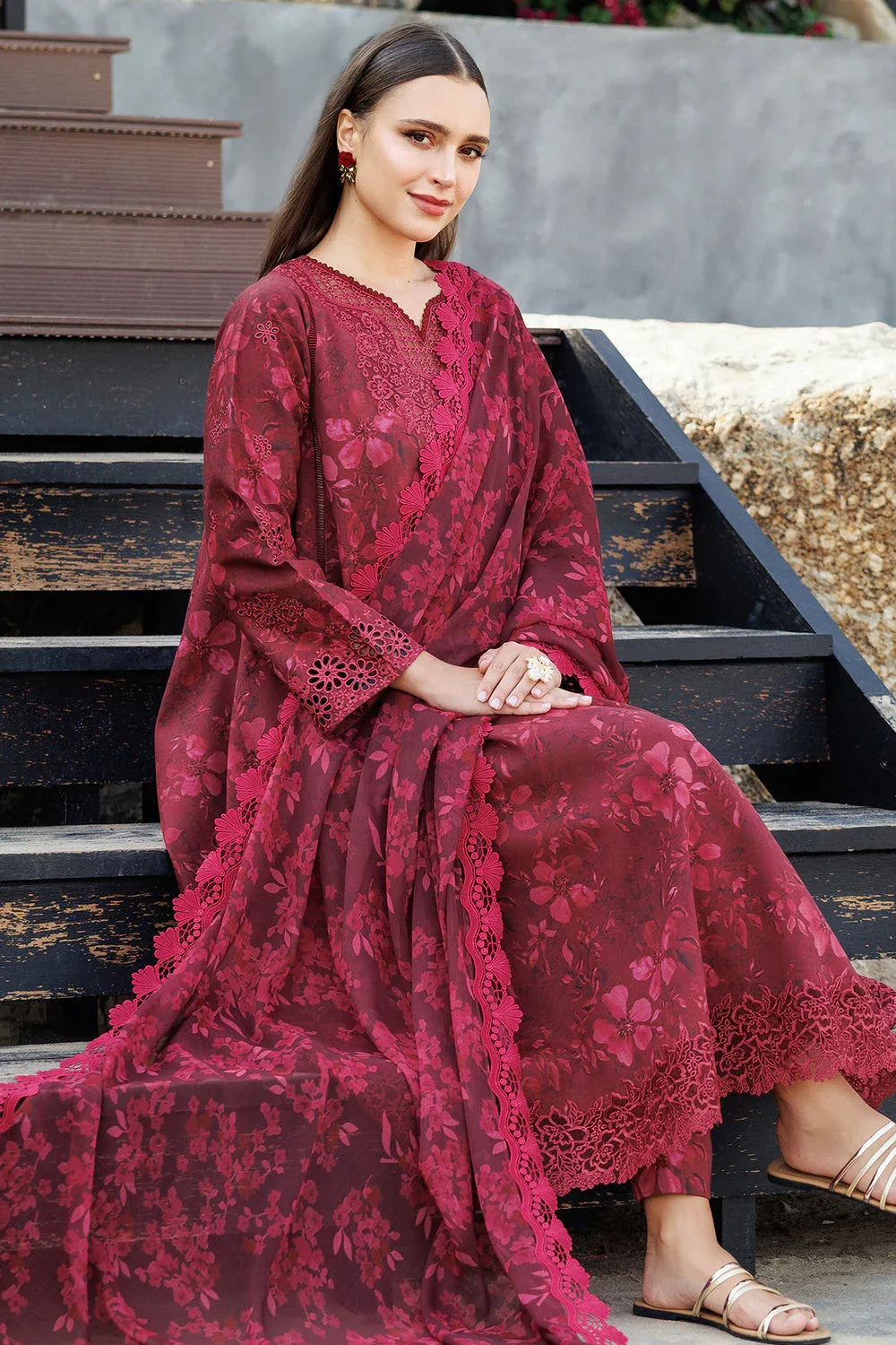 Farasha | Printed Essentials | Merlot Muse - Aqsa Fabrics