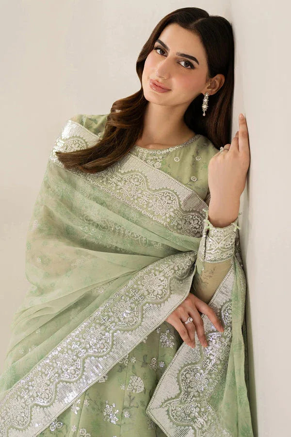 Farasha | Fiorella Formals | Sage Sparkle - Aqsa Fabrics