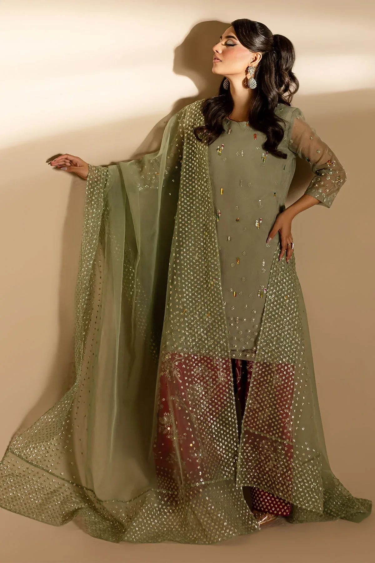 Nureh | Tiny Twinkles | TW-05 SCARLET SPICE - Aqsa Fabrics