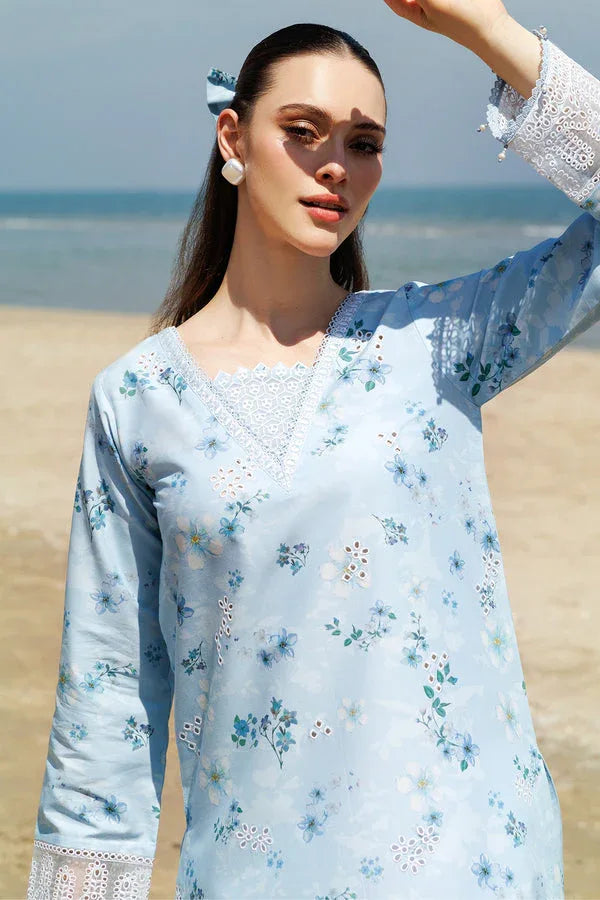 Farasha | Printed Essentials | Moonlit Blue - Aqsa Fabrics