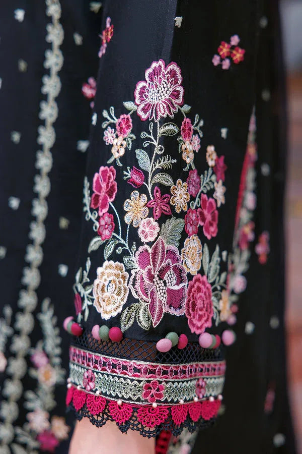 Farasha | Dastoor Embroidered Lawn SS24 | ORNATE NOIR - Aqsa Fabrics