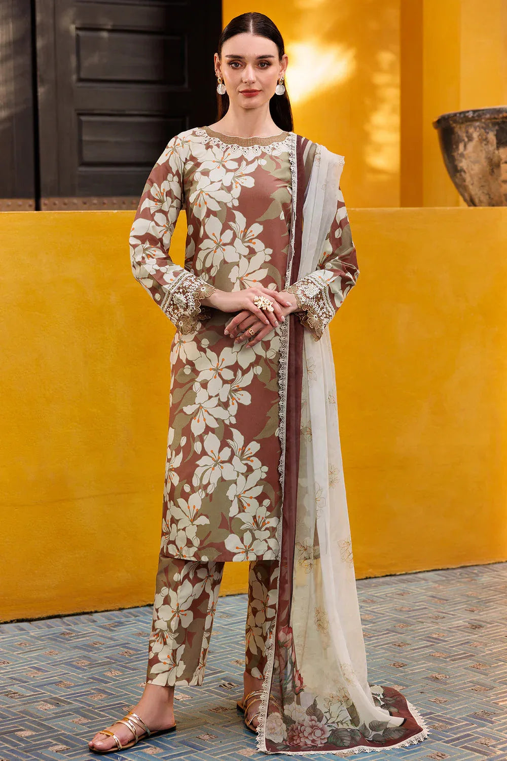 Farasha | Printed Essentials | Rustwood Charm - Aqsa Fabrics