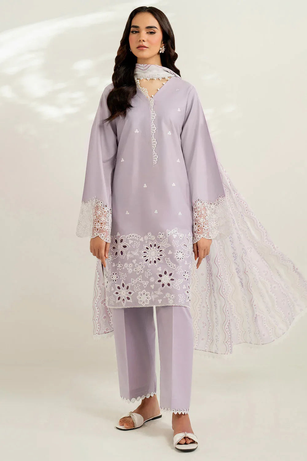 Farasha | Thread Lines Embroidered | Pastel Haze - Aqsa Fabrics