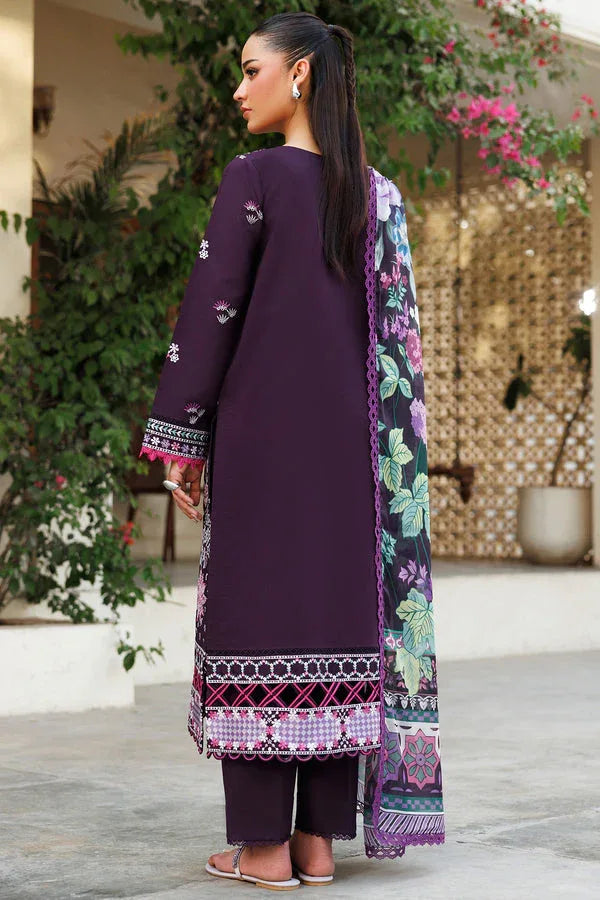 Farasha | Summer Weaves Embroidered Lawn | Plum Allure - Aqsa Fabrics