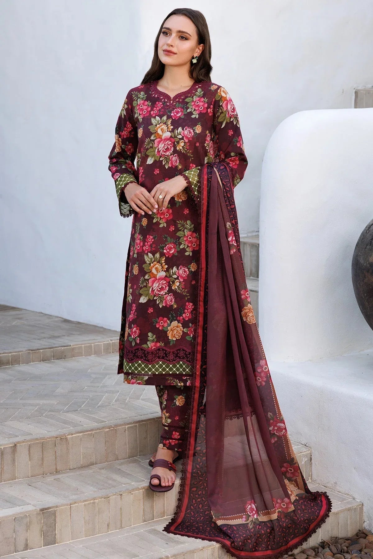 Farasha | Printed Essentials | Floral Berry - Aqsa Fabrics