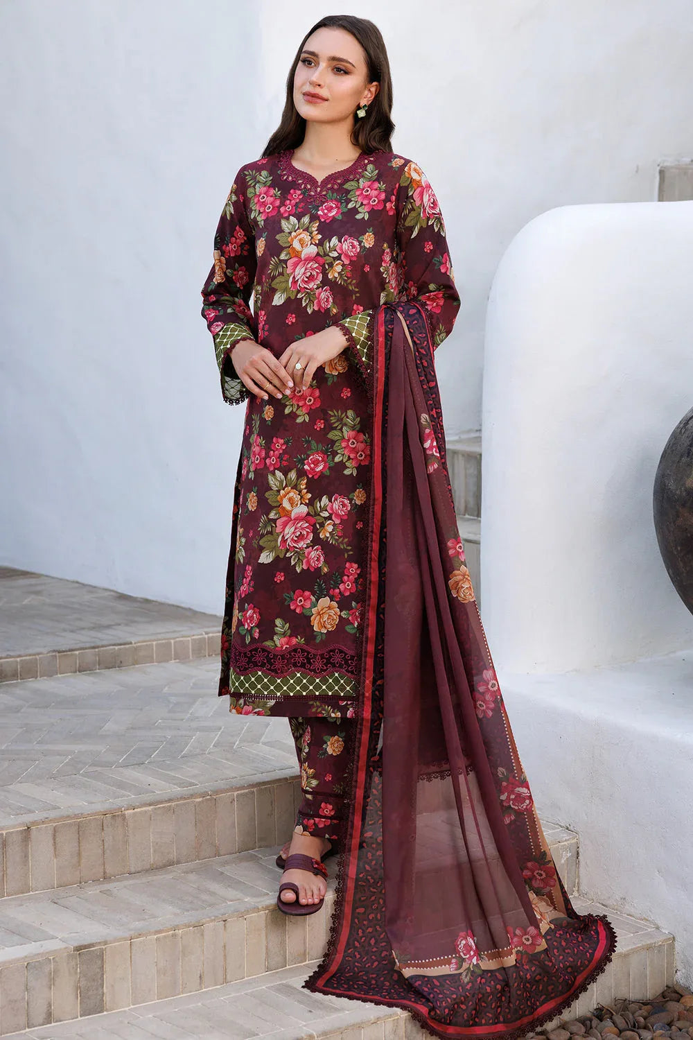 Farasha | Printed Essentials | Floral Berry - Aqsa Fabrics