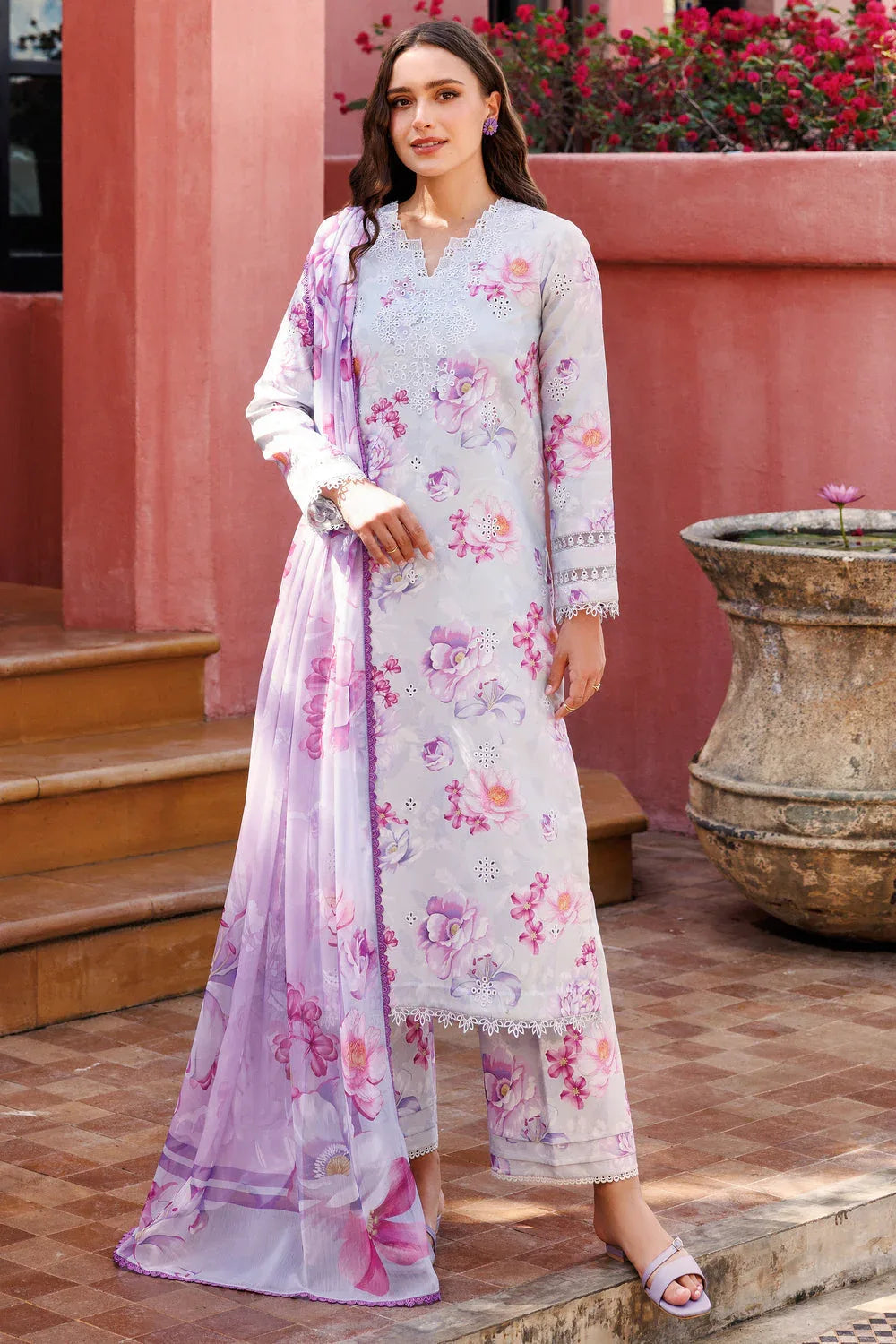 Farasha | Printed Essentials | Rosy Mist - Aqsa Fabrics