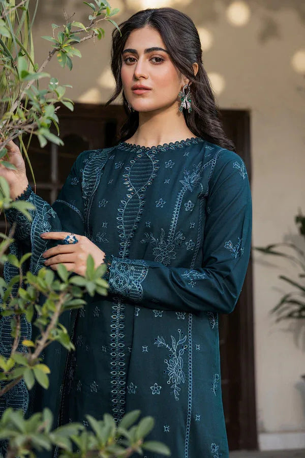 Farasha | Summer Weaves Embroidered Lawn | Teal Serenity - Aqsa Fabrics