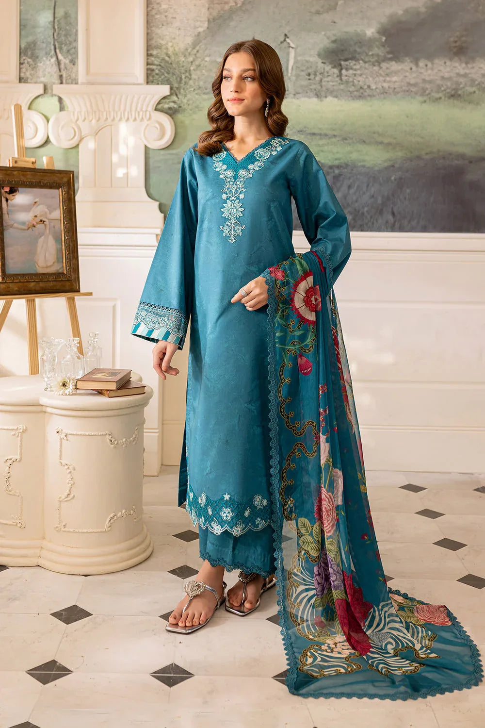 Farasha | Seraya Lawn 24 | PERIWINKLE - Aqsa Fabrics