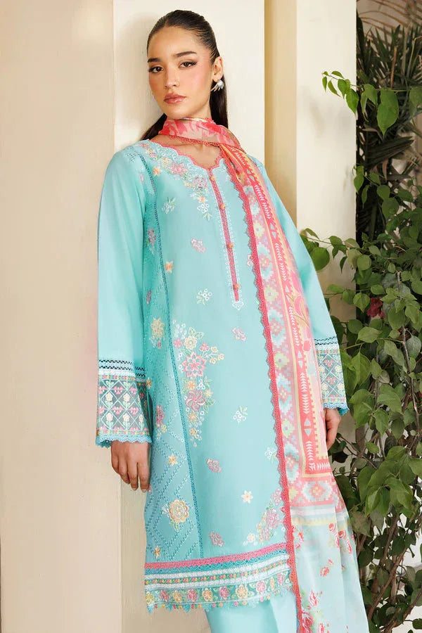 Farasha | Summer Weaves Embroidered Lawn | Ocean Veil - Aqsa Fabrics