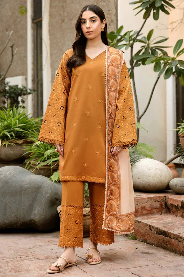 Farasha | Summer Weaves Embroidered Lawn | Golden Dusk - Aqsa Fabrics