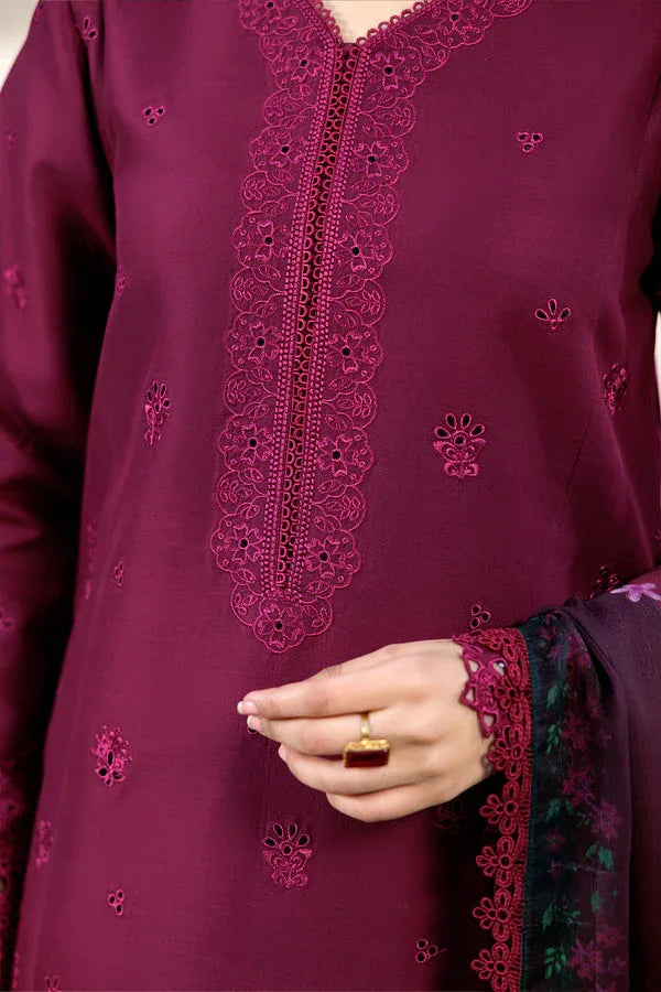 Farasha | Summer Weaves Embroidered Lawn | Garnet Passion - Aqsa Fabrics