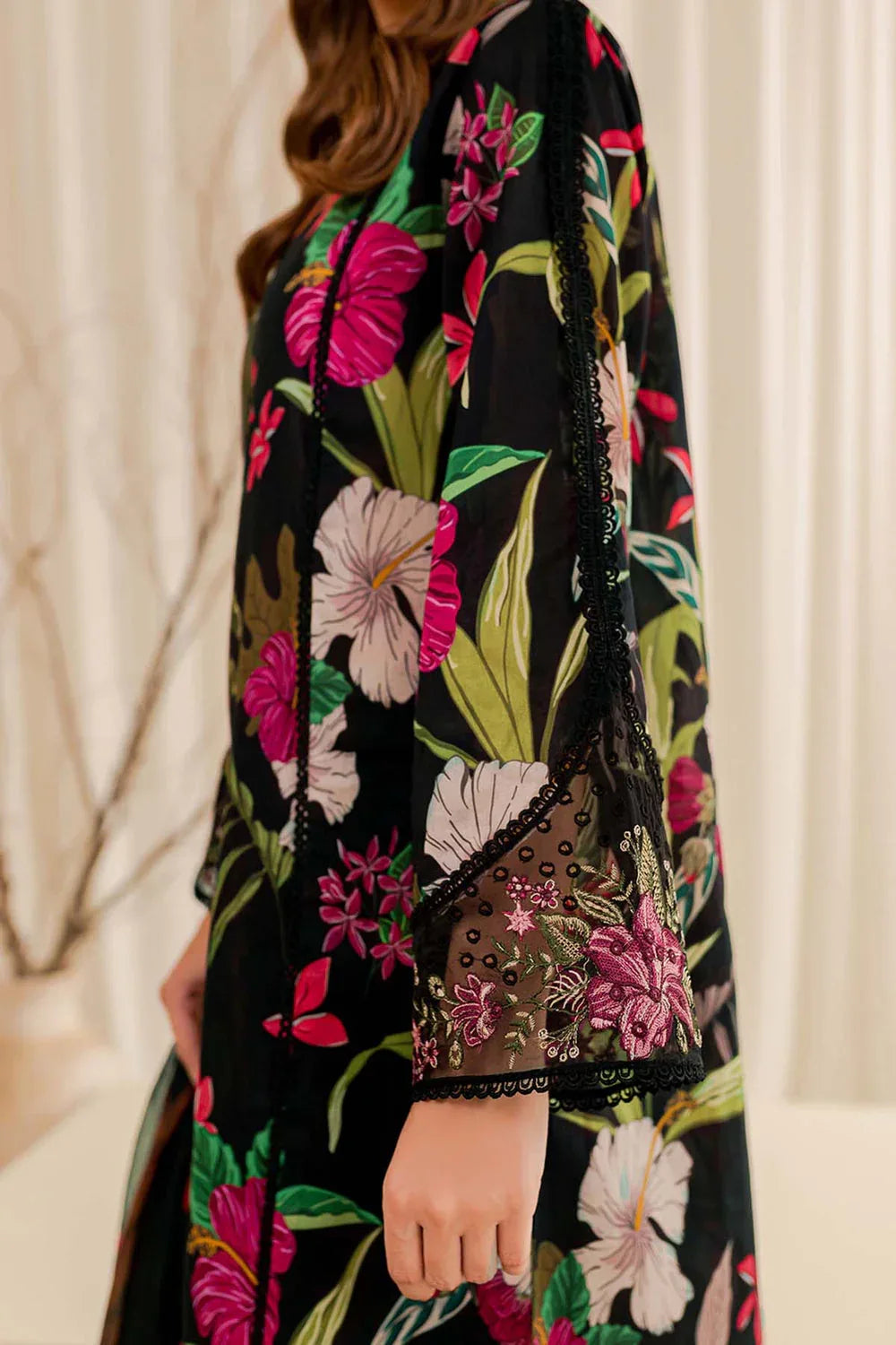 Farasha | Printed Essentials | Ebony Passion - Aqsa Fabrics