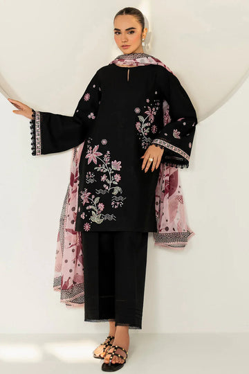 Farasha | Thread Lines Embroidered | Floral Meadow - Aqsa Fabrics