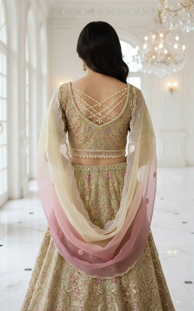 Organza Embroidered Blouse With Lehenga