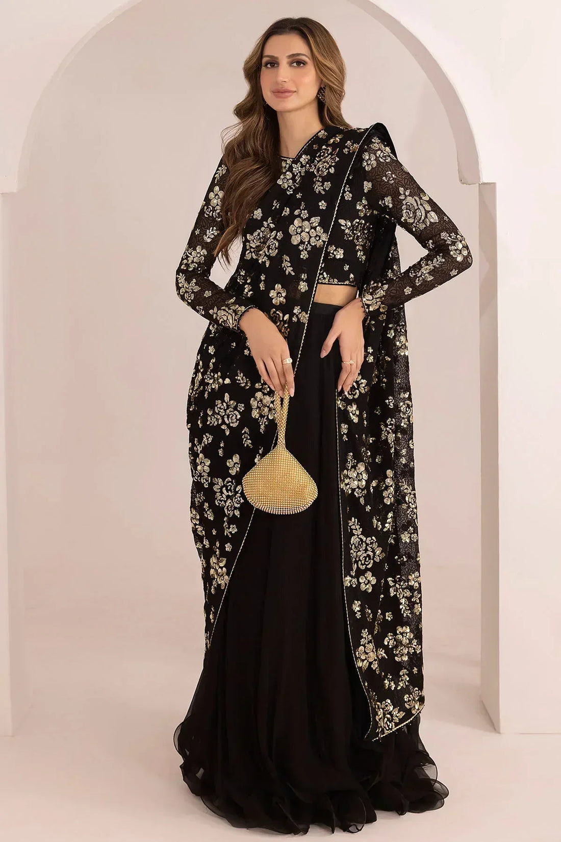 Jazmin | Formals Collection | EMBROIDERED CHIFFON UC-3021 - Aqsa Fabrics