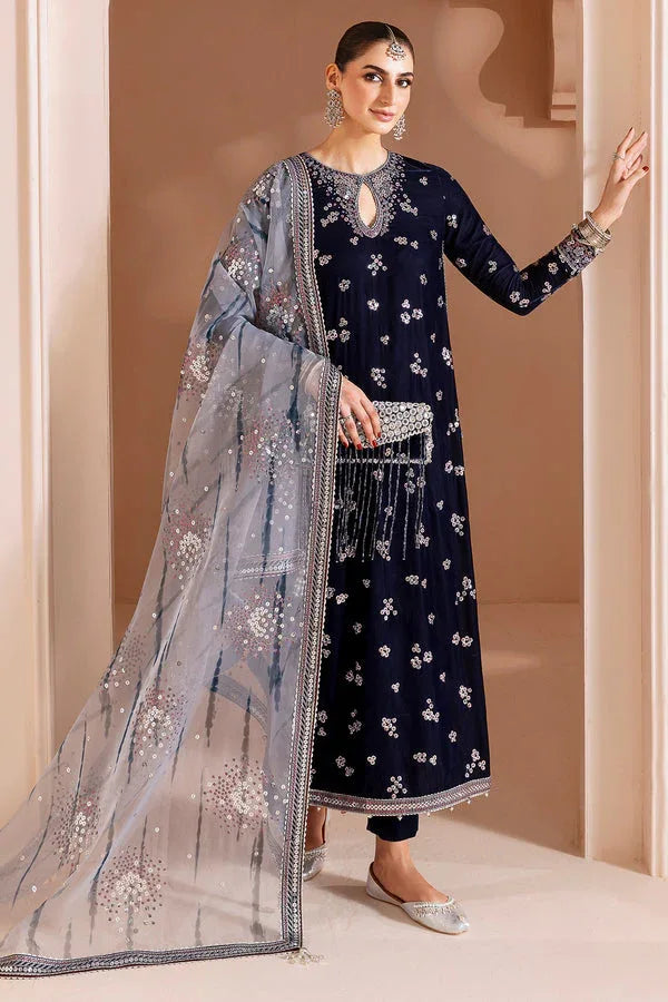 Jazmin | Chandni Velvet Formals 25 | Embroidered Velvet Formal CVF D-03 - Aqsa Fabrics