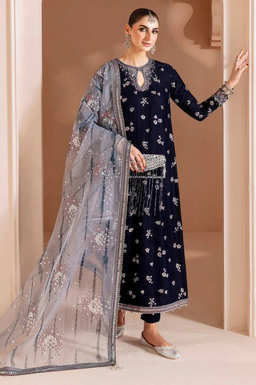 Jazmin | Chandni Velvet Formals 25 | Embroidered Velvet Formal CVF D-03 - Aqsa Fabrics