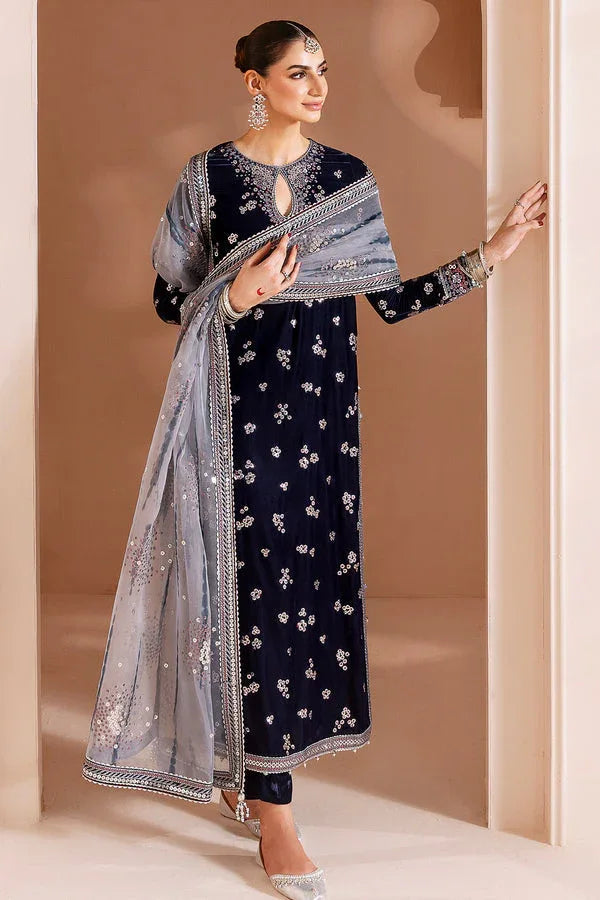 Jazmin | Chandni Velvet Formals 25 | Embroidered Velvet Formal CVF D-03 - Aqsa Fabrics