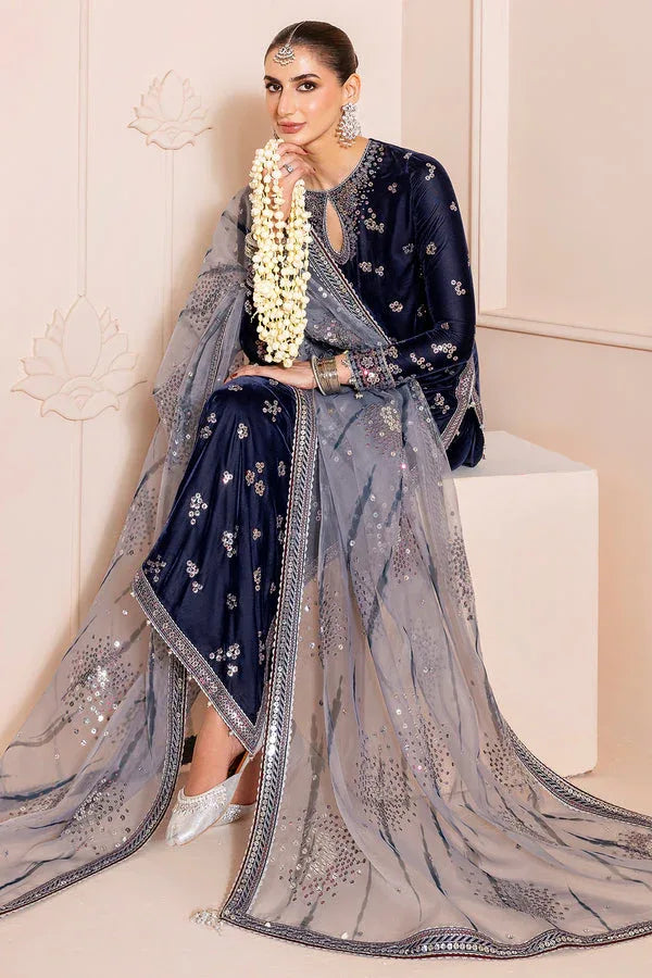 Jazmin | Chandni Velvet Formals 25 | Embroidered Velvet Formal CVF D-03 - Aqsa Fabrics