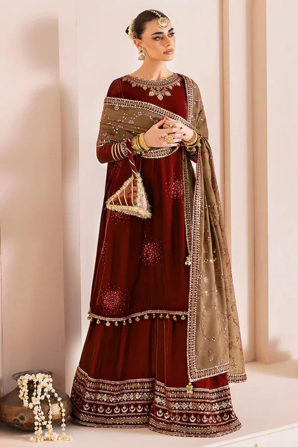 Jazmin | Chandni Velvet Formals 25 | Embroidered Velvet Formal CVF D-07 - Aqsa Fabrics