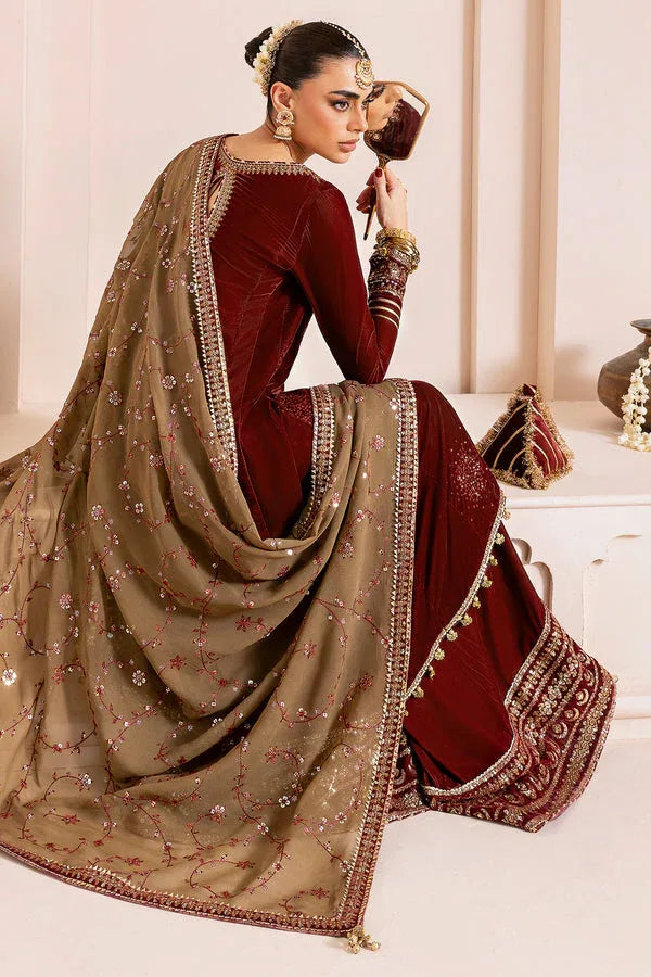 Jazmin | Chandni Velvet Formals 25 | Embroidered Velvet Formal CVF D-07 - Aqsa Fabrics