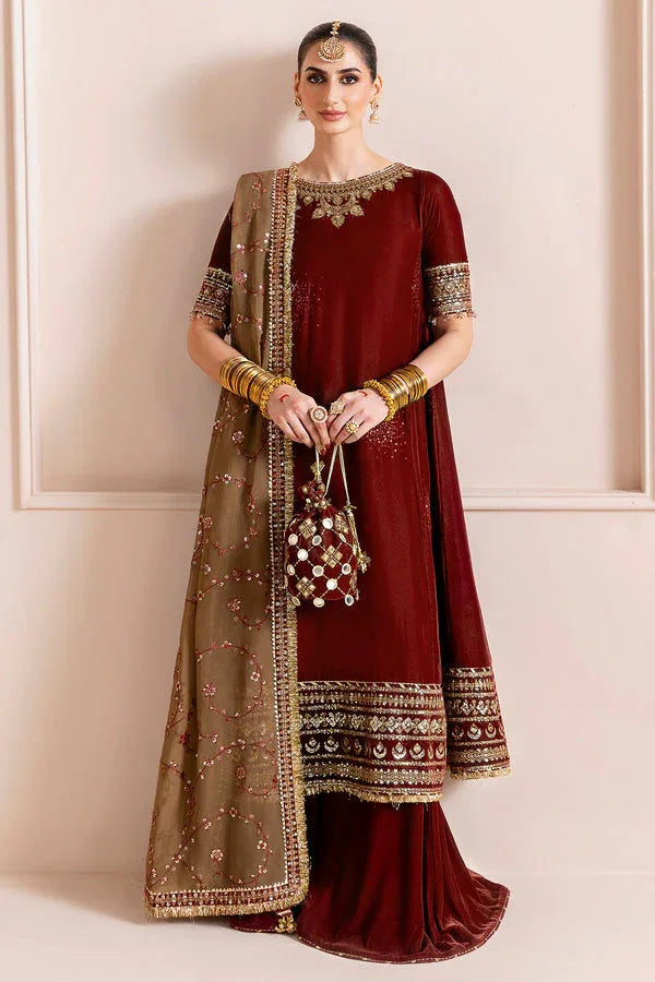 Jazmin | Chandni Velvet Formals 25 | Embroidered Velvet Formal CVF D-13 - Aqsa Fabrics
