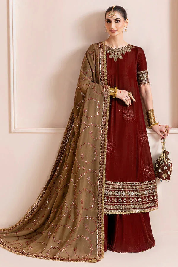 Jazmin | Chandni Velvet Formals 25 | Embroidered Velvet Formal CVF D-13 - Aqsa Fabrics