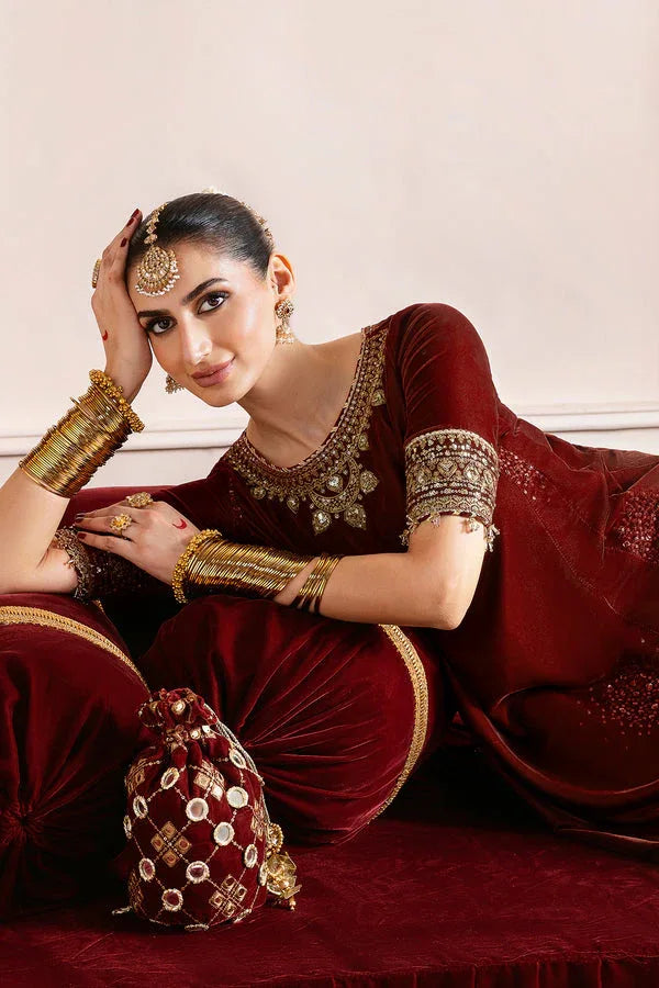 Jazmin | Chandni Velvet Formals 25 | Embroidered Velvet Formal CVF D-13 - Aqsa Fabrics