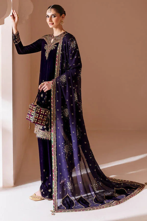 Jazmin | Chandni Velvet Formals 25 | Embroidered Velvet Formal CVF D-08 - Aqsa Fabrics