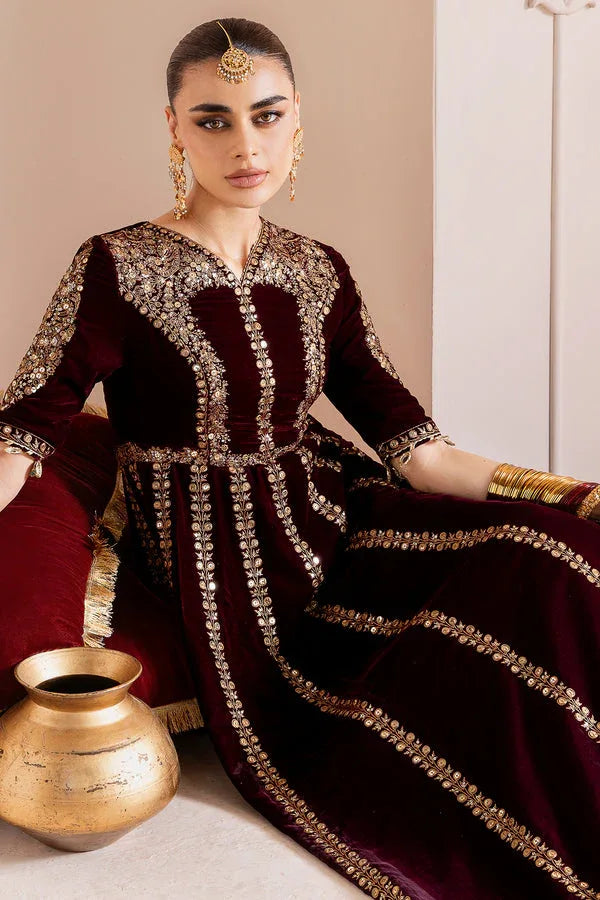 Jazmin | Chandni Velvet Formals 25 | Embroidered Velvet Formal CVF D-12 - Aqsa Fabrics