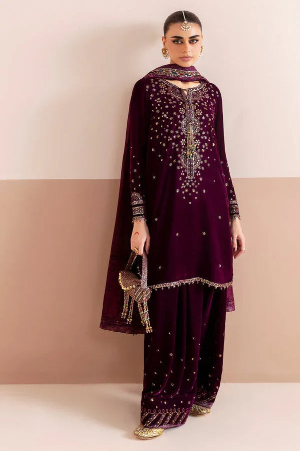 Jazmin | Chandni Velvet Formals 25 | Embroidered Velvet Formal CVF D-05 - Aqsa Fabrics