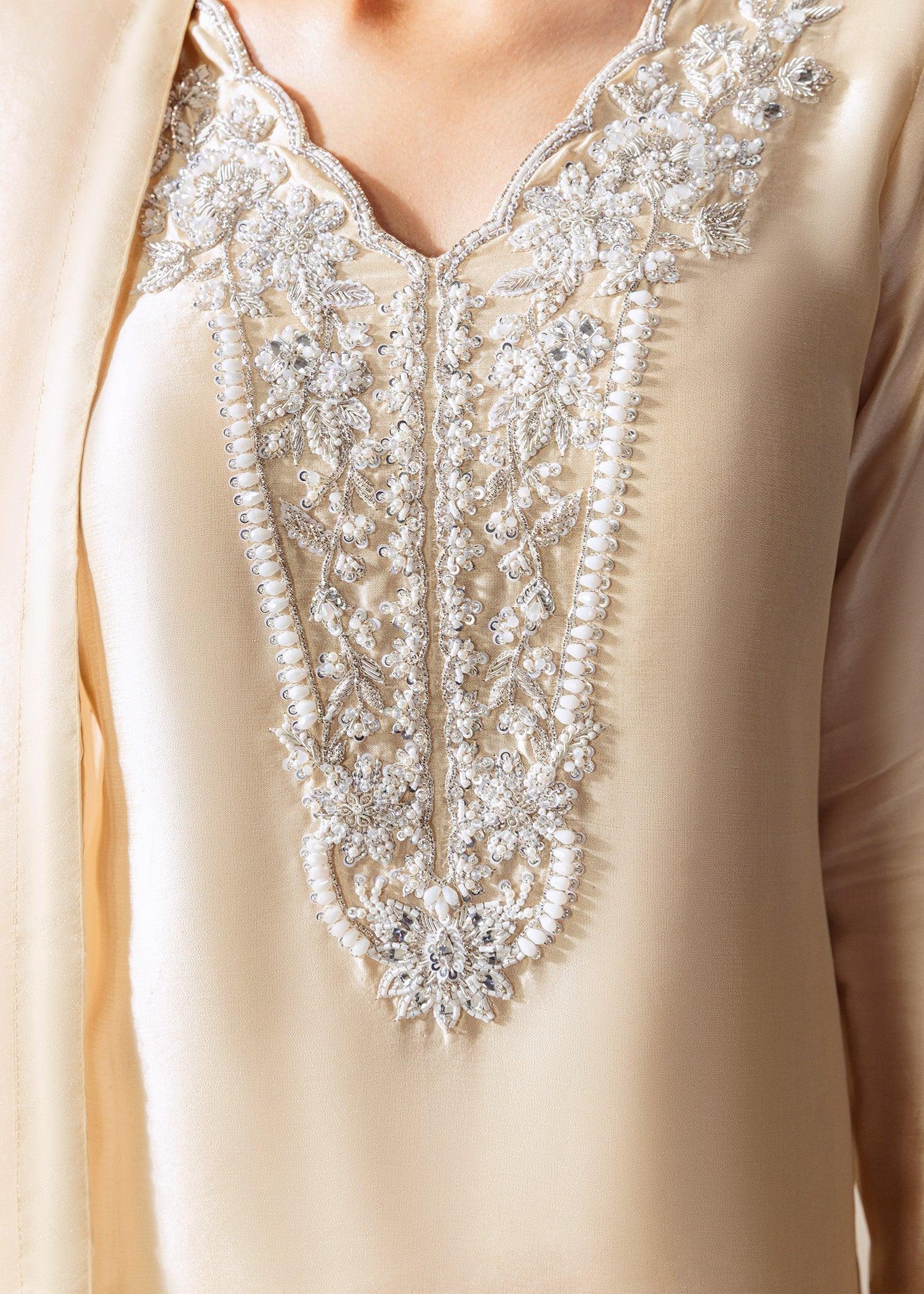 Mahum Asad | The Sirens | Champagne - Aqsa Fabrics