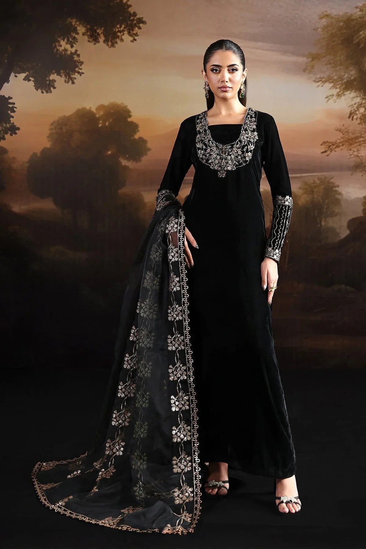 Alizeh | Lamour 25 | AF-VLT-2212-Celeste - Aqsa Fabrics