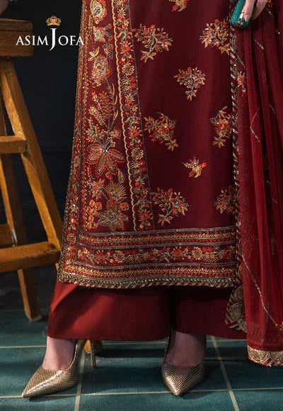 Asim Jofa | Lumiere Formals | AJLFC-05 EMBROIDERED SLUB LAWN - Aqsa Fabrics