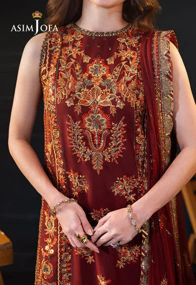 Asim Jofa | Lumiere Formals | AJLFC-05 EMBROIDERED SLUB LAWN - Aqsa Fabrics