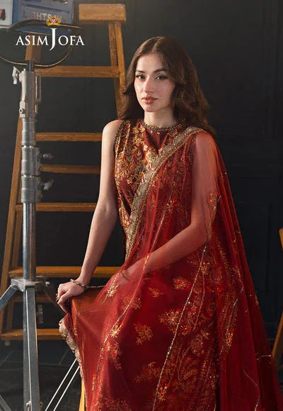Asim Jofa | Lumiere Formals | AJLFC-05 EMBROIDERED SLUB LAWN - Aqsa Fabrics